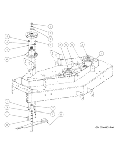 Spindle Assembly 52-Inch Diagram and Parts List for H1952 55AI4HPD750-WAM Cub Cadet Lawn Mower